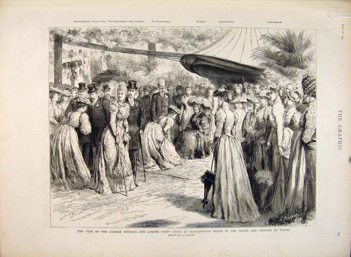 Original Old Antique Print German Emperor Marlborough Durand Barnes 1891 19th