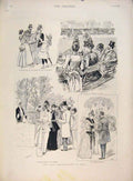 Old Antique Print Paris Season Mars Sketches France Champs Elysees 1891 19th