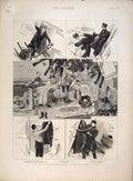 Old Antique Print Naval Manoeuvres Hms Lurcher Ship Sea Cliff Lady 1891 19th