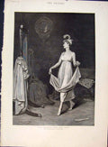 Original Old Antique Print Feathers Birds Nicol Lady Woman Fine Art 1891 19th