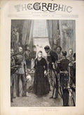 Original Old Antique Print French Fleet Hall Queen Osborne Sailors Marengo 1891