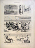 Original Old Antique Print Indian Relief Trooping Season Suez Canal 1891 19th