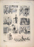 Original Old Antique Print Back To School Sketches 1891 19th Century