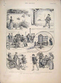 Original Old Antique Print Story Seaside Elopement Skethces 1891 19th