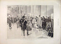 Original Old Antique Print Pope Blessing French Pilgrims Rome Italy Tofani 1891