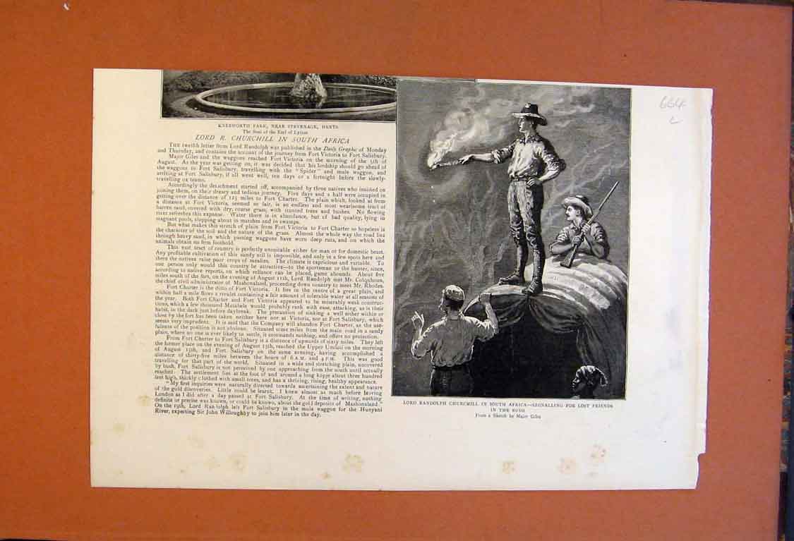 Old Antique Print Lord Churchill South Africa Bush Giles Stevenage 1891 19th