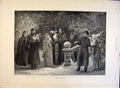 Original Old Antique Print Country House Party Christmas Eve Hopkins Choir 1891