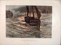 Original Old Antique Print Perilous Calling Dawson Ship Boat Sea Fine Art 1891