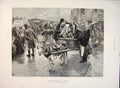 Original Old Antique Print Love Laughs Rain Lady Man Donkey Cart Small 1891 19th