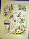Original Old Antique Print Yacthing Romance Yacht Sketches 1898 19th