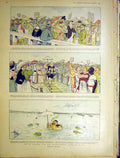 Original Old Antique Print Fishman International Swimming Match Guillaume 1898