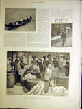 Original Old Antique Print West African Colonies Life Lagos Canoe Accra 1898