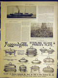 Original Old Antique Print Irish Steamer Duke Cornwall Liner Fire Ganges 1898