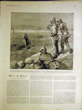 Original Old Antique Print Practical Joke Desert Troops Atlara 1898 Victorian