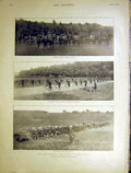 Old Antique Print Horse Artillery German Army Manoeuvres Westphalia 1898 19th