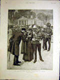 Original Old Antique Print Grenadier Guards Soudan Wellington Barracks 1898 19th