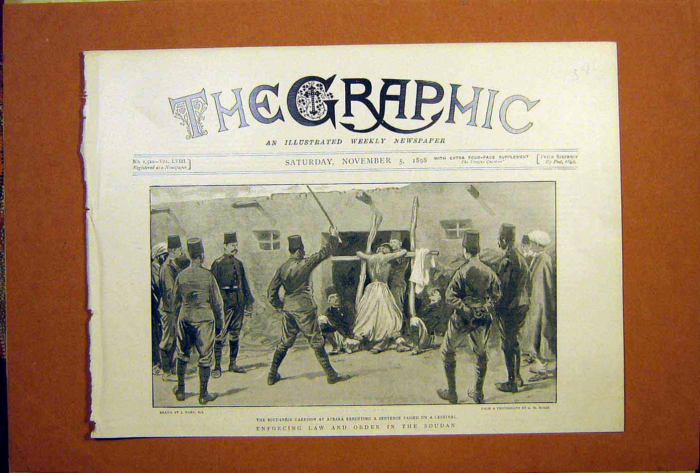 Original Old Antique Print Soudan Law Order Enforcement Atbara Garrison 1898