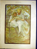 Old Antique Print Grandma Letter Lady Child Waugh Fine Art 1898 Etty Head 19th