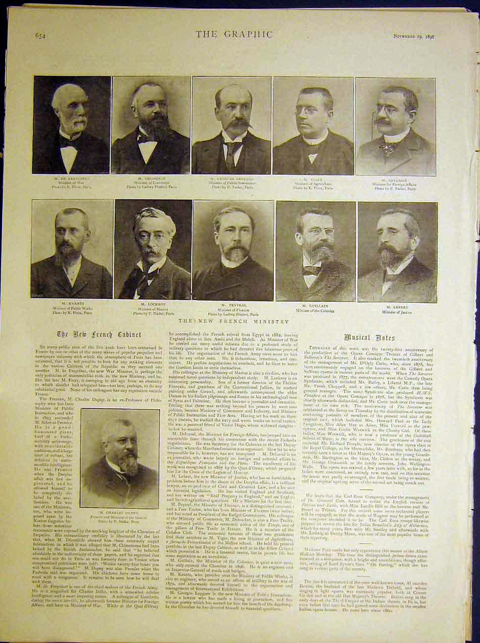 Original Old Antique Print Portrait Minister War Commerce French Dupuy 1898 19th