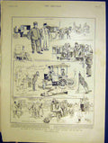 Original Old Antique Print Motor-Car Paris France Vatican Rome Pope Crete 1898