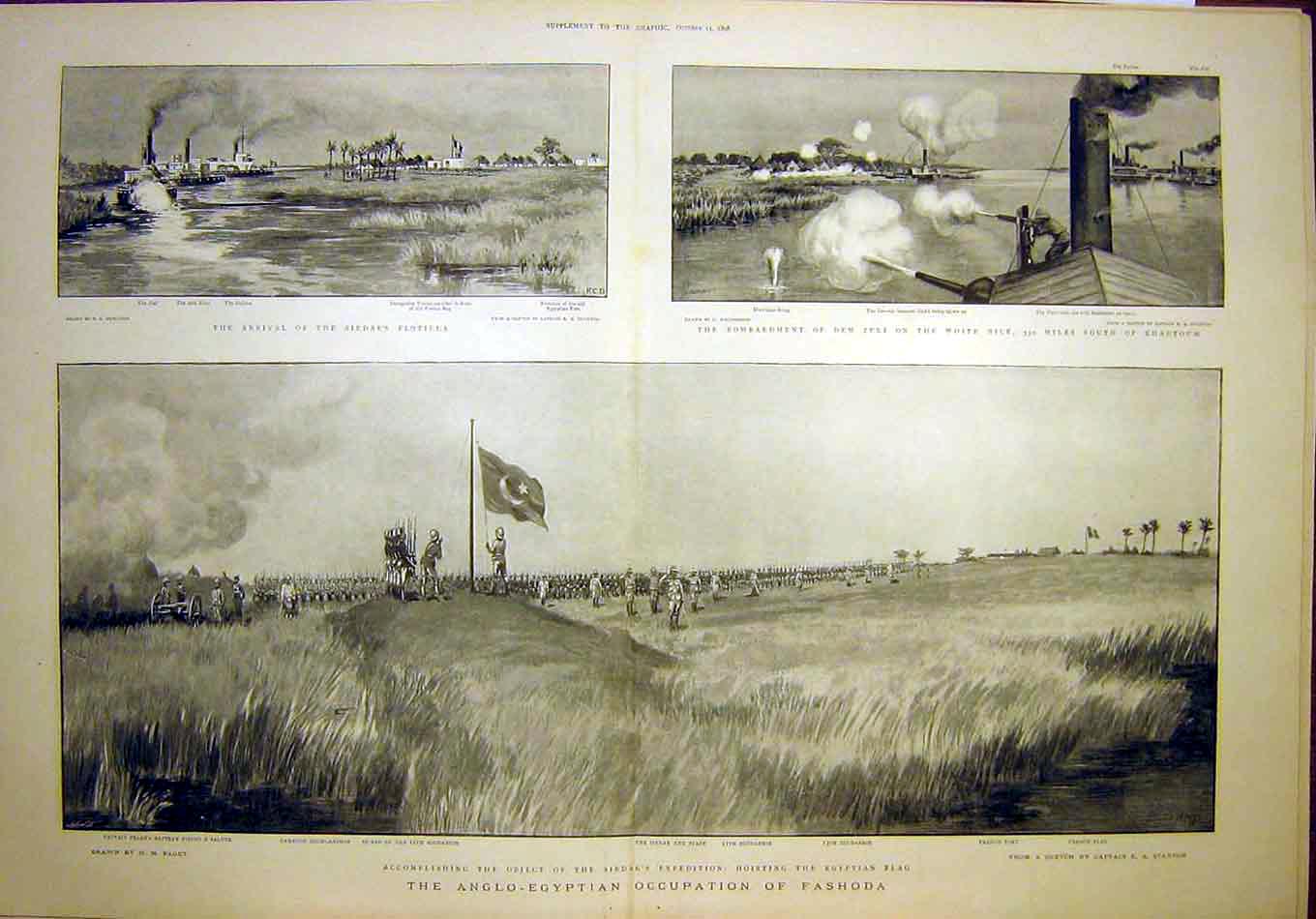 Old Antique Print Anglo-Egyptian Occupation Fashoda Sirdar Nile Khartoum