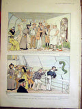 Original Old Antique Print Jones Sketches Serpent Sea Comedy Guillaume 1899 19th