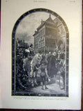 Original Old Antique Print Fresco Royal Exchange Crofts Mercers Fine Art 1899