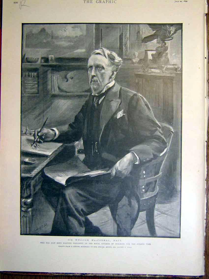Old Antique Print Portrait Maccormac Surgeon Bisley Rifle Kolapore 1899 19th