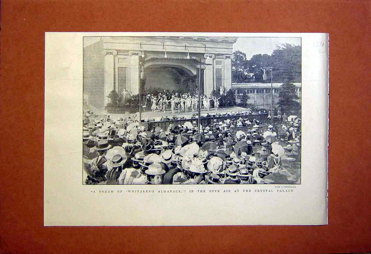 Old Antique Print Whitaker'S Almanack Dream Crystal Palace Theatre 1899 19th