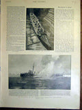 Old Antique Print Portsmouth Torpedo Boat Bullfinch Battleship Fruit 1899 19th