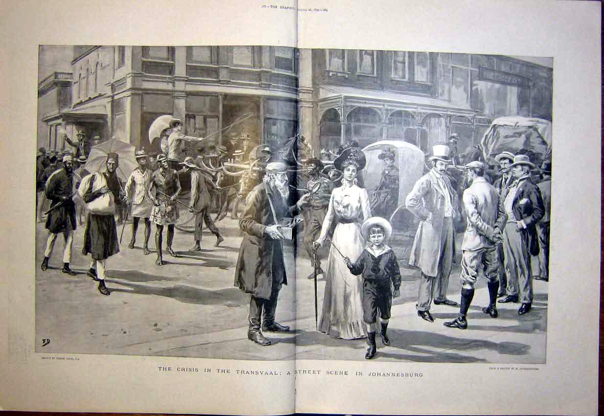 Original Old Antique Print Dadd Transvaal Africa Boer War Johannesburg 1899