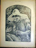 Original Old Antique Print Fine Art 1899 Lawson Cry For Peace Lady Sier 19th