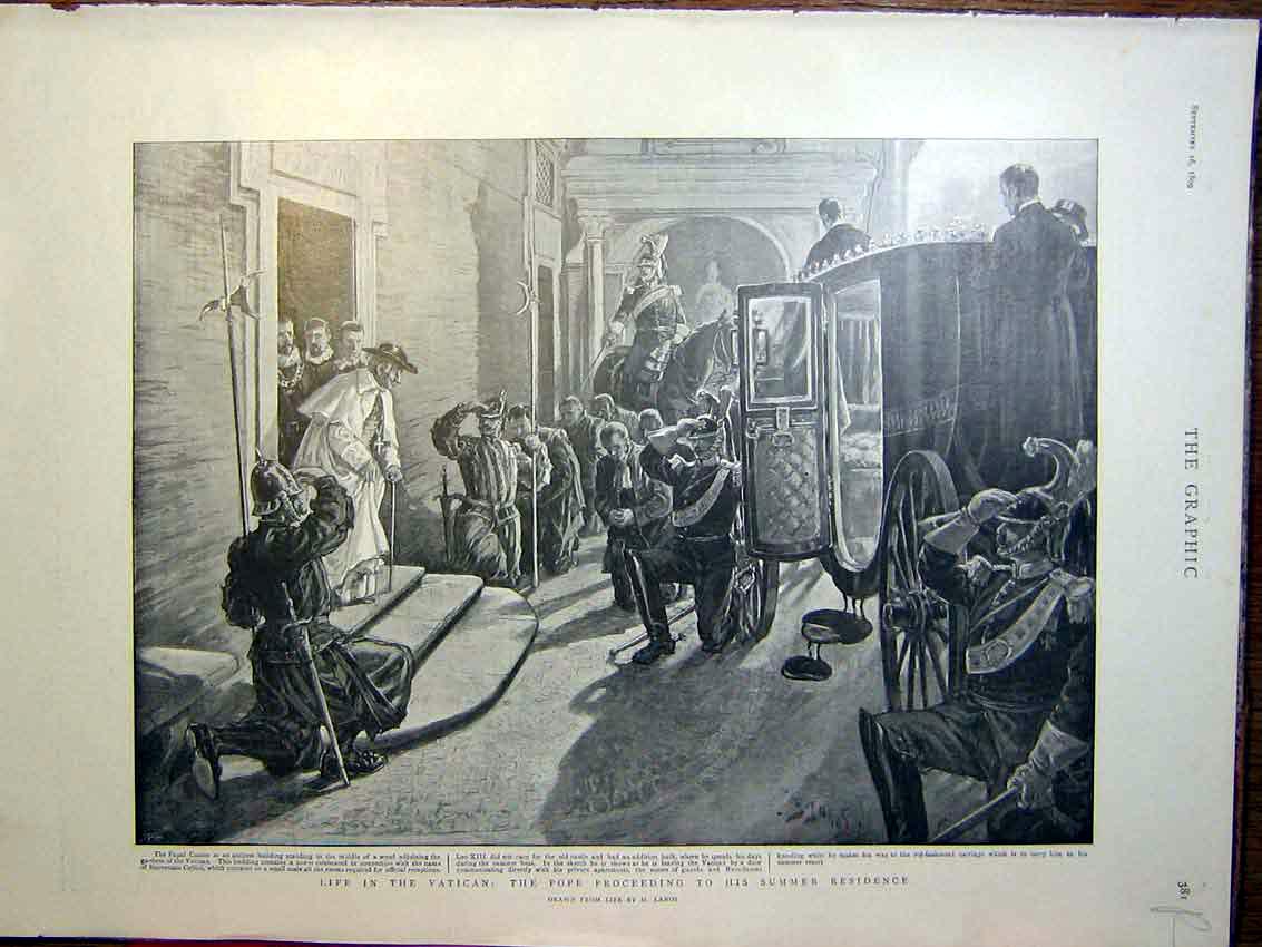 Old Antique Print Vatican Pope Italy Rome Lanos Dreyfus Rennes Paris 1899 19th