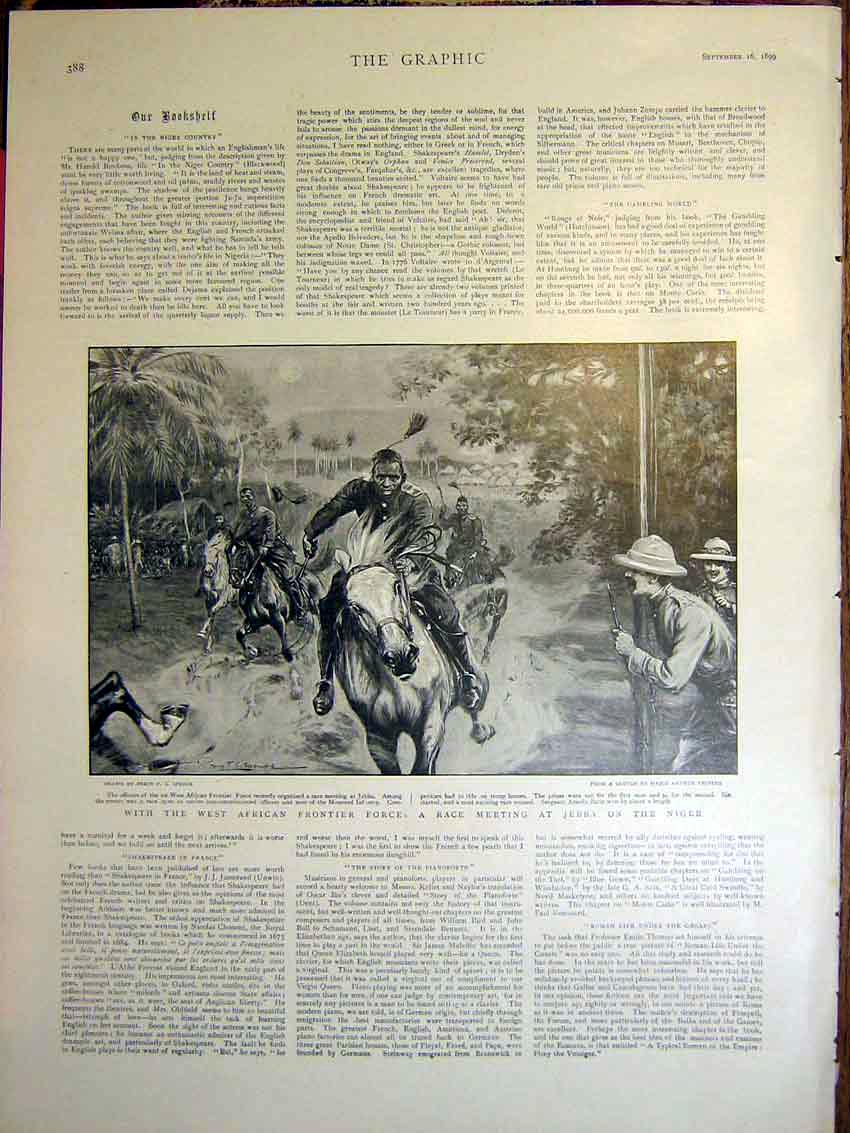 Original Old Antique Print African Frontier Race Jebba Niger River Spence 1899