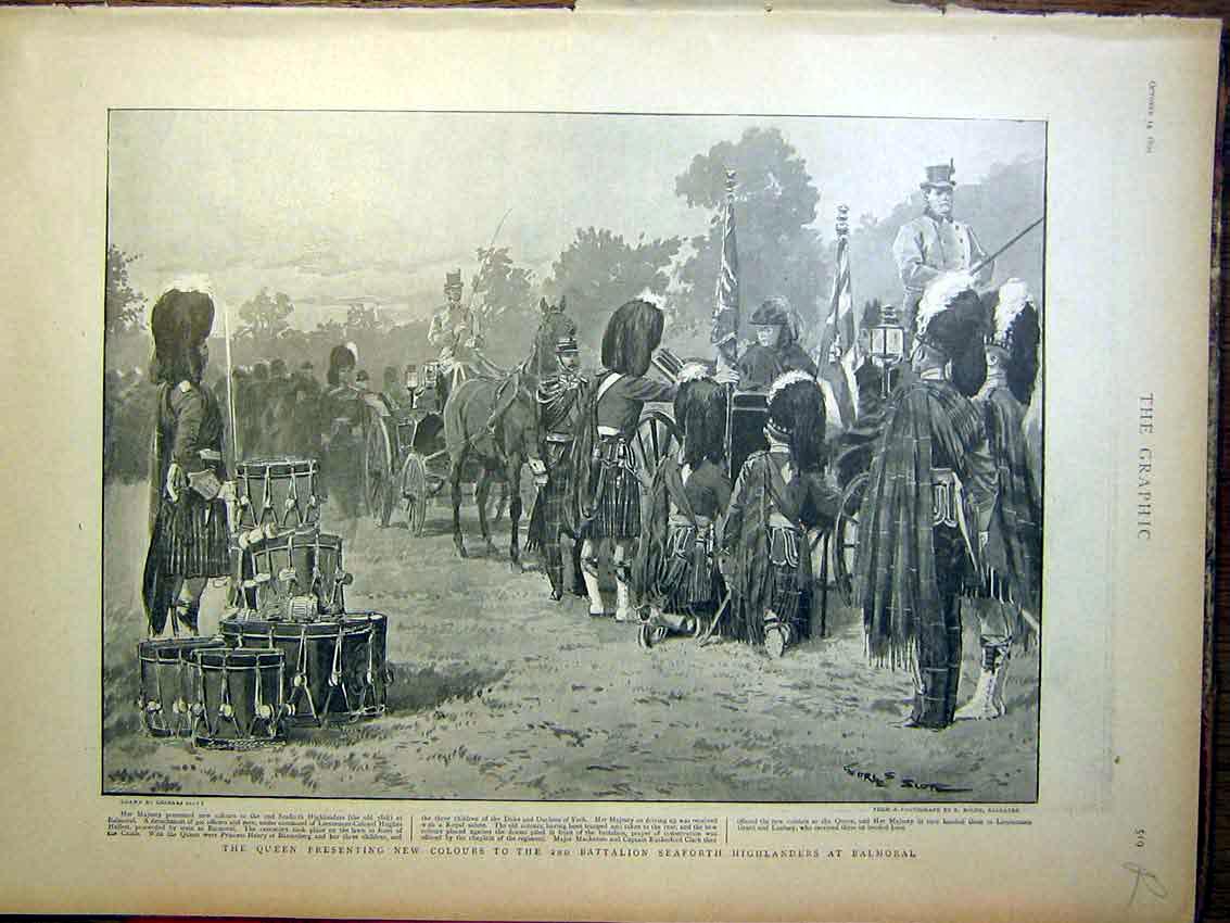 Old Antique Print Seaforth Highlanders Balmoral Pretoria Africa War 1899 19th