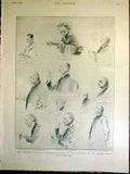 Old Antique Print Church Congress Albert Hall Portrait Sketch Buller 1899 19th