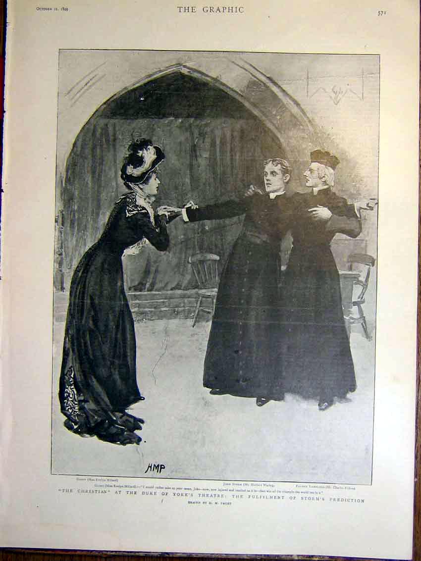 Original Old Antique Print Christian Duke York Theatre Paget Storm 1899 19th