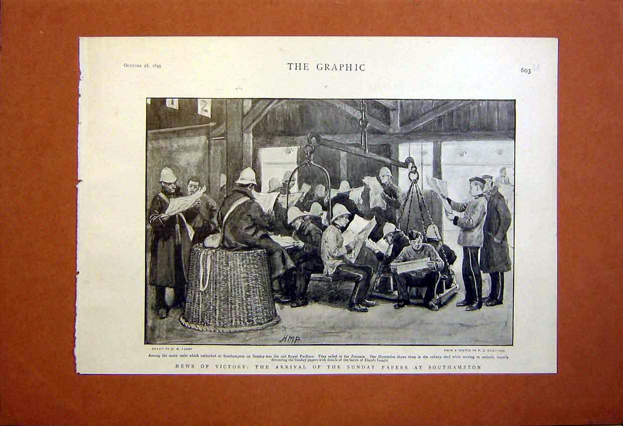 Old Antique Print Boer War Victory Southampton Paget Royal Fusiliers 1899 19th