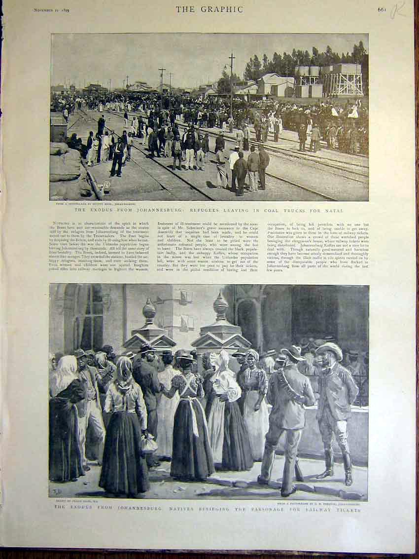 Old Antique Print Johannesburg Africa Boer War Scots Greys Colenso 1899 19th