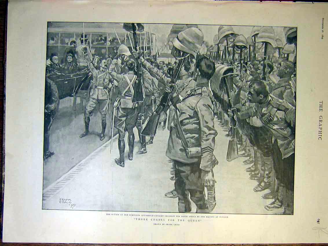 Original Old Antique Print Review Cavalry Windsor Bristol Jubilee Convalescent
