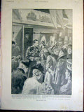 Old Antique Print Kaiser Queen Royal Windsor Station German Emperor Child