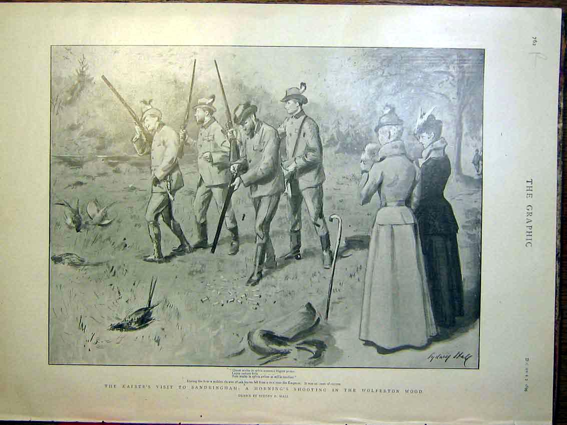 Old Antique Print Kaiser Sandringham Wolverton Wood Canadian Contingent