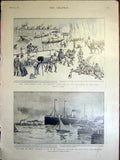 Original Old Antique Print Ralston Skethes War Melbourne Australian Contingent