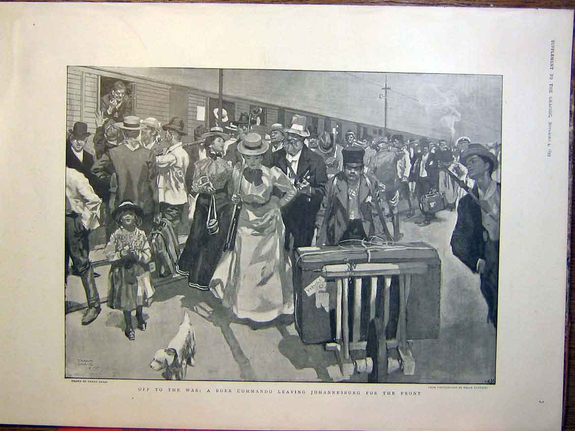Original Old Antique Print War Boer Commando Johannesburg Craig Africa 1899 19th