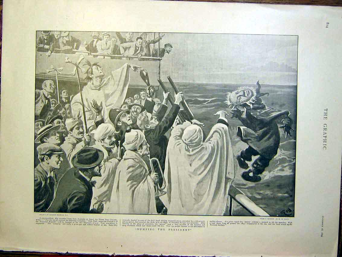 Original Old Antique Print President Kruger Browne Orizaba Orient Liner 1899