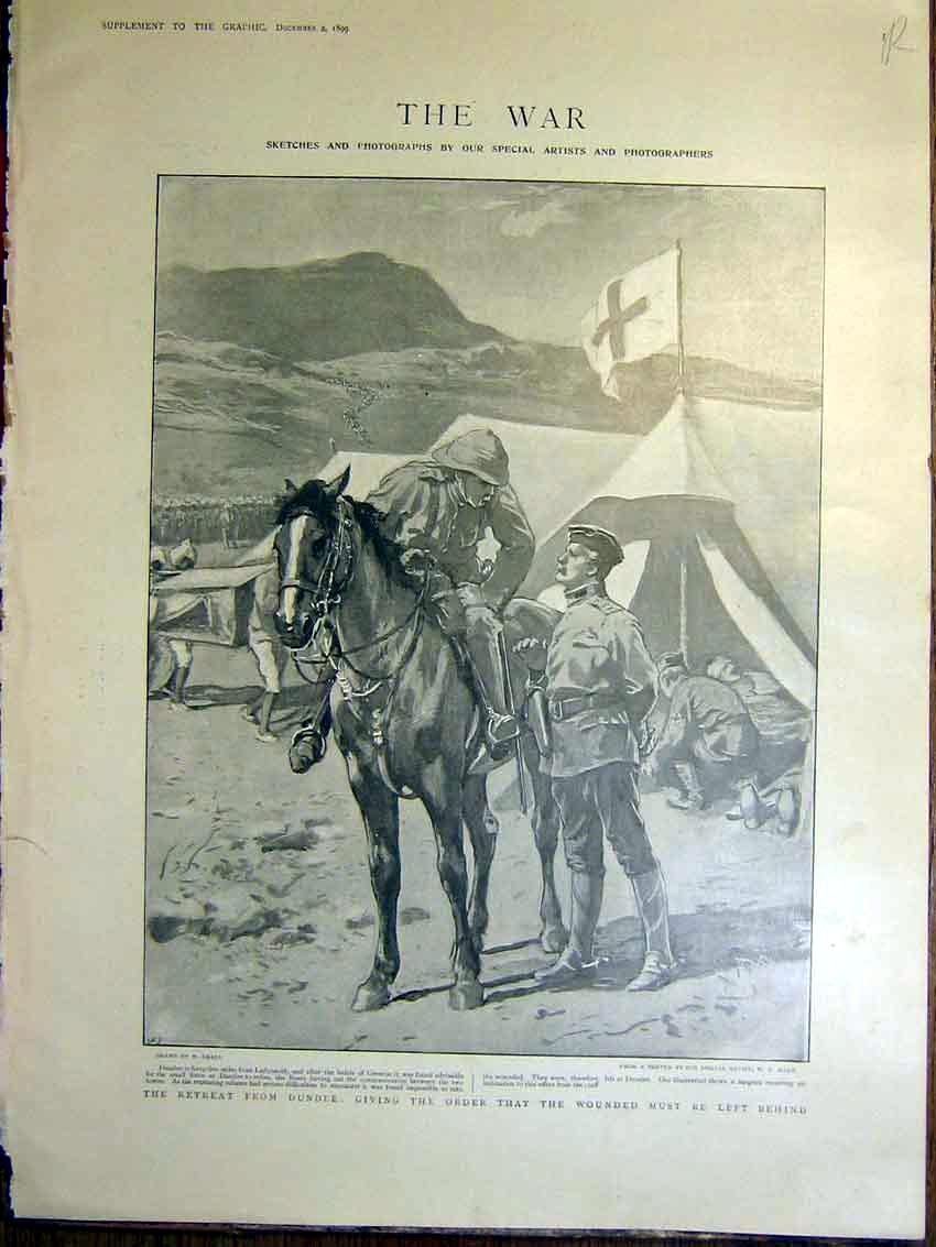 Original Old Antique Print War Boer Africa Dundee Majuba Talana Battle 1899 19th