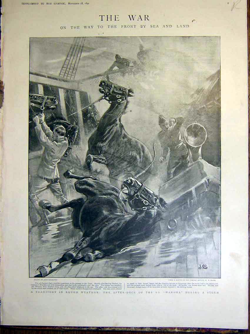 Original Old Antique Print Ss Wardha Charlton Treves Troopers Boer War Africa