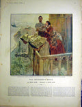 Original Old Antique Print Benedetto Medal Illustration Allen Craig Men Balcony