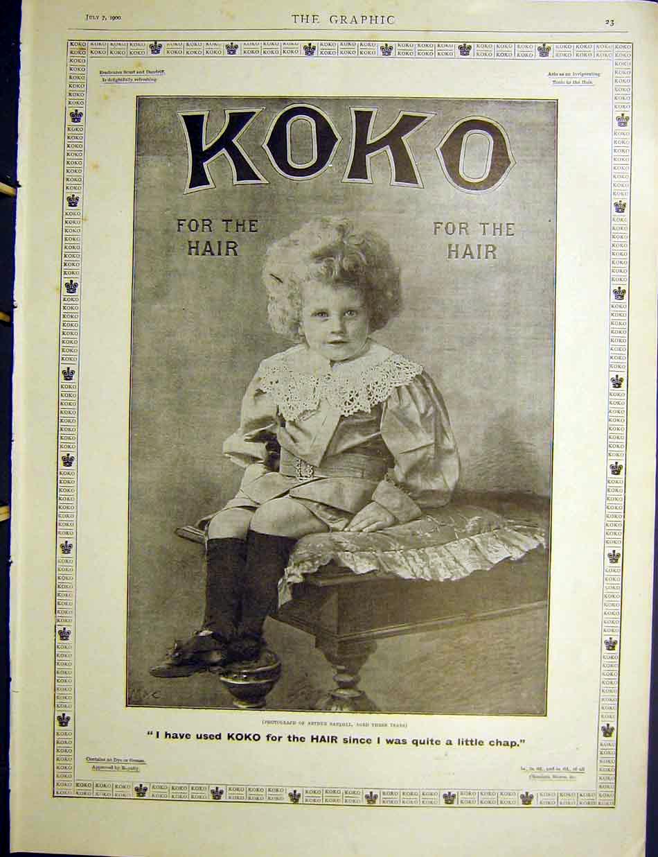 Old Antique Print Koko Hair Sandell Portrait Advert Imperial Light Horse