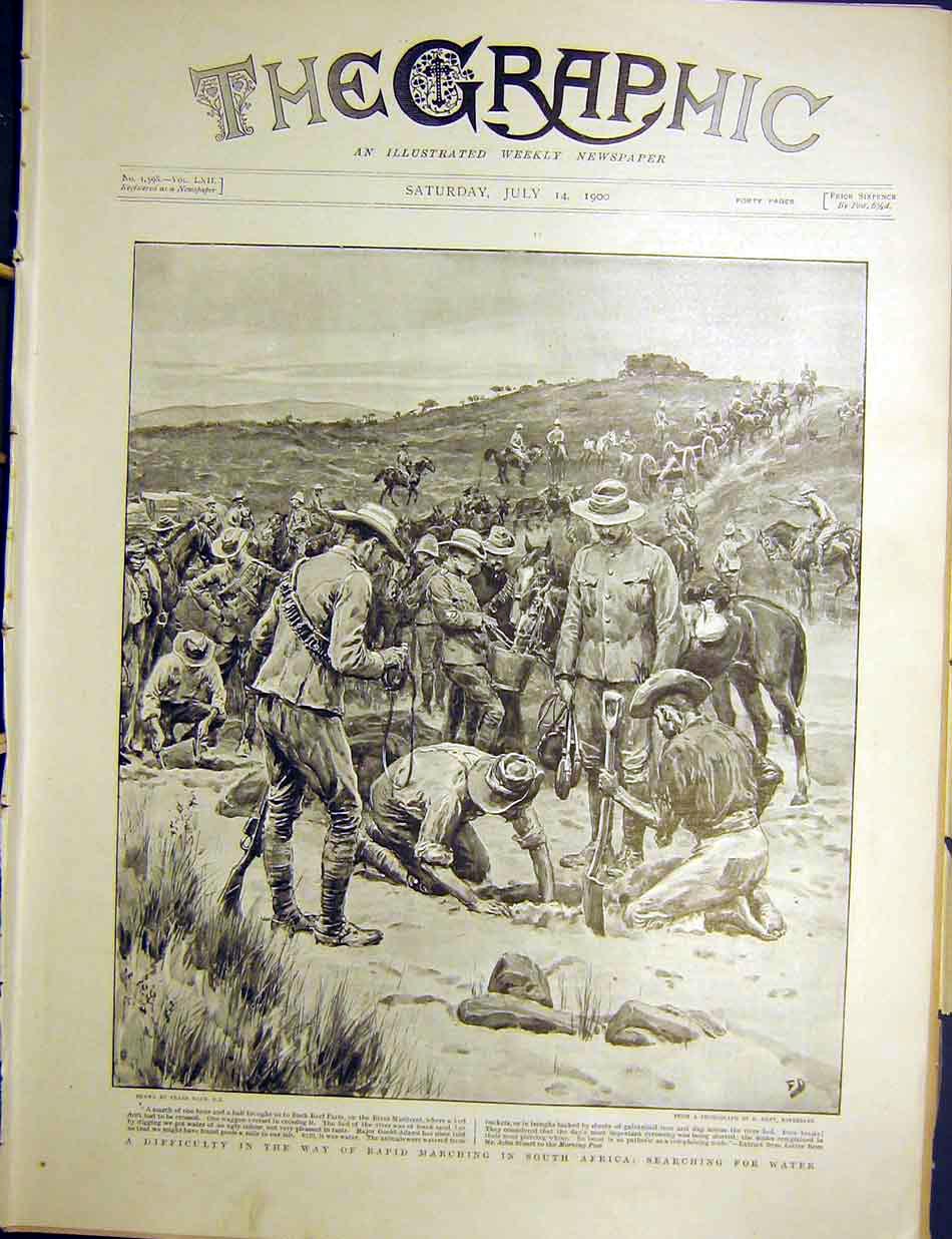 Original Old Antique Print South Africa Water Boer War Dadd 1900 20th